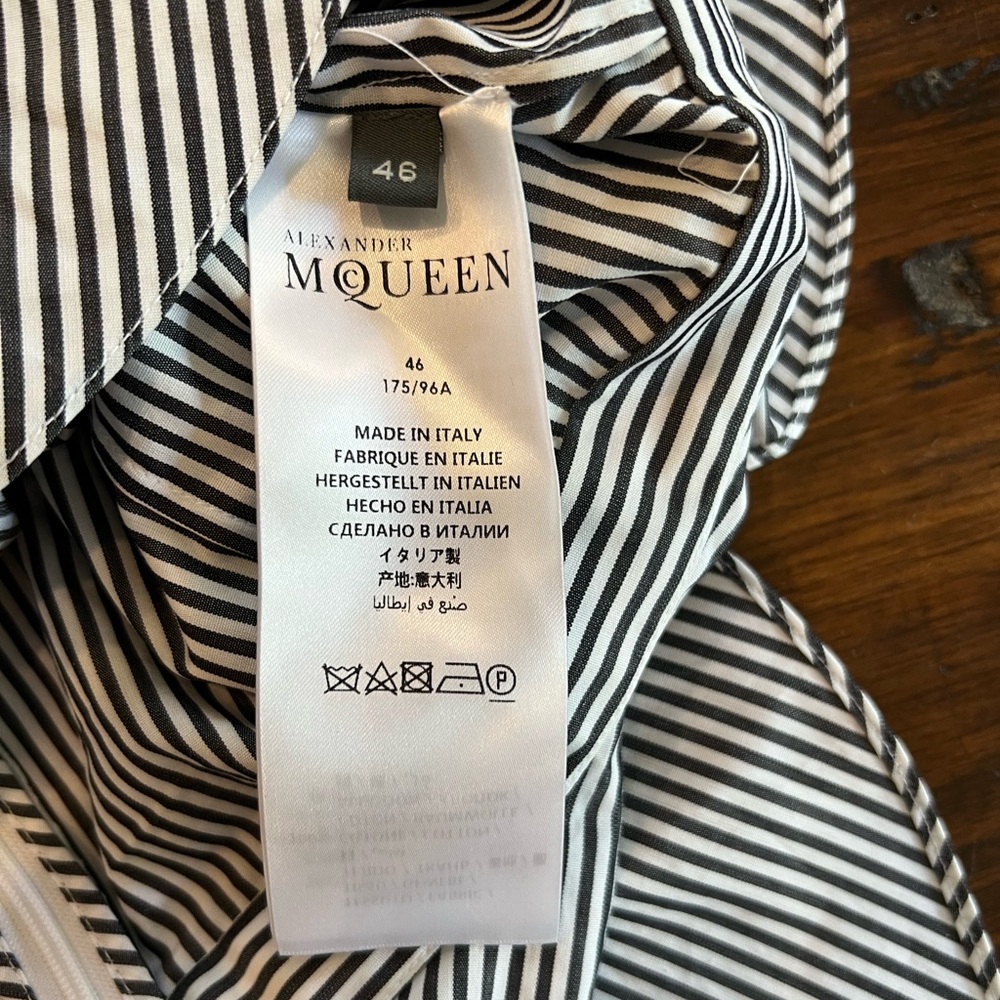 Alexander McQueen Navy and White Striped Ruffle Peplum Top - Picture 7 of 9